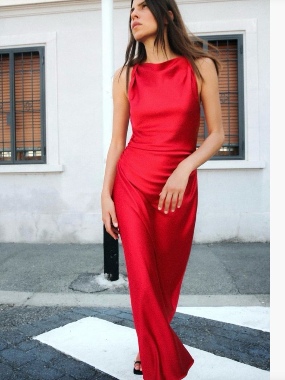 Zara Red Satin Dress NWOT